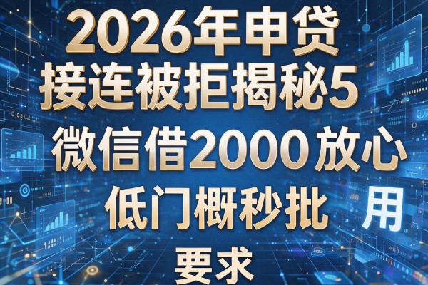 2026年申贷接连被拒揭秘5种微信借2000放心用低门槛秒批!