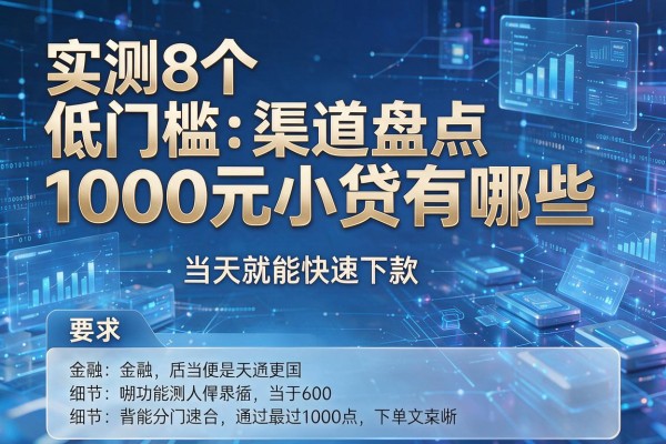 实测8个低门槛渠道盘点1000元小贷有哪些，当天就能快速下款！
