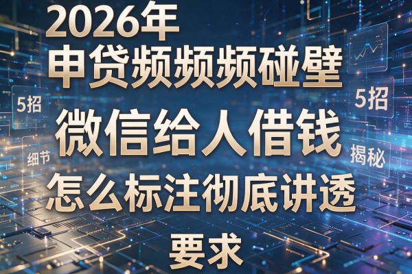 2026年申贷频频碰壁揭秘5招微信给人借钱怎么标注彻底讲透!