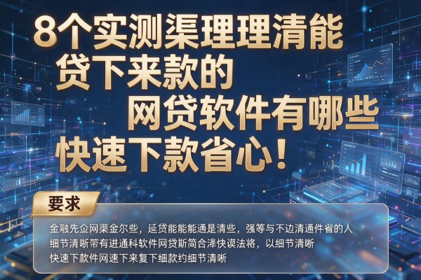 8个实测渠道理清能贷下来款的网贷软件有哪些快速下款省心!