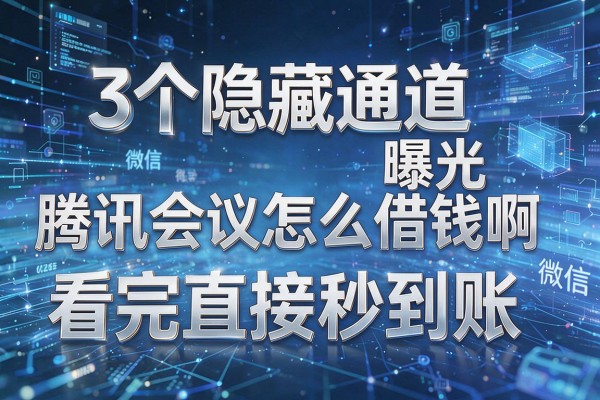 3个隐藏通道曝光腾讯会议怎么借钱啊微信看完直接秒到账!