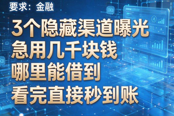 3个隐藏渠道曝光急用几千块钱哪里能借到看完直接秒到账!