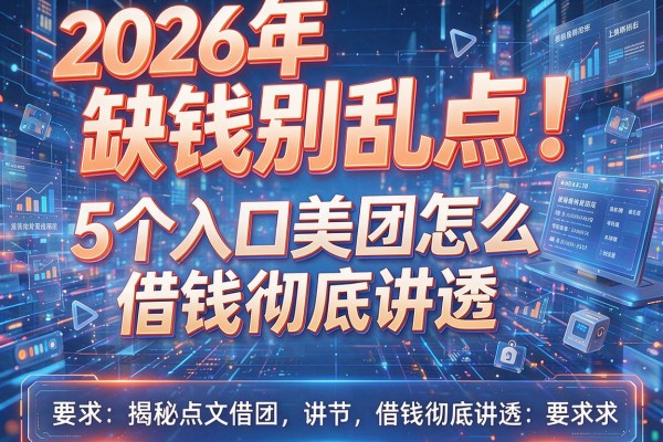 2026年缺钱别乱点!揭秘5个入口美团怎么借钱借钱彻底讲透!