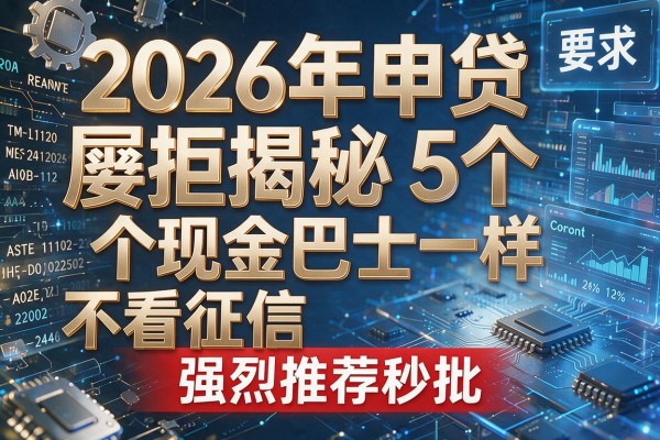 2026年申贷屡拒揭秘5个现金巴士一样不看征信强烈推荐秒批!