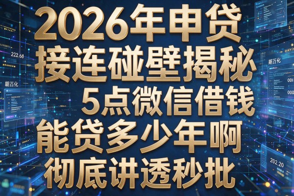 2026年申贷接连碰壁揭秘5点微信借钱能贷多少年啊彻底讲透秒批!