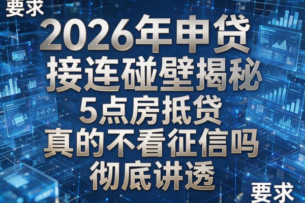 2026年申贷接连碰壁揭秘5点房抵贷真的不看征信吗彻底讲透!