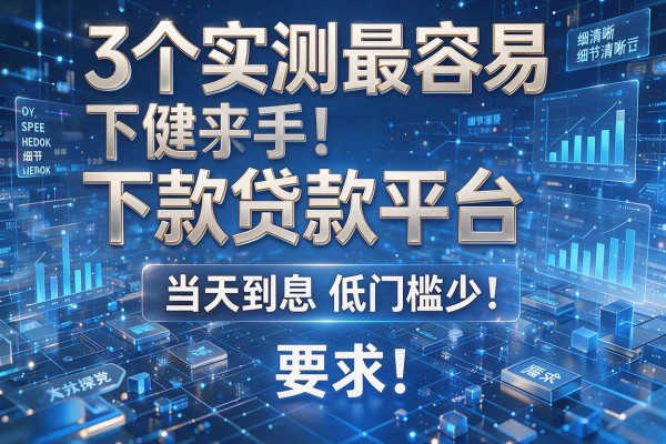 3个实测最容易下款贷款平台,当天到息低门槛少!