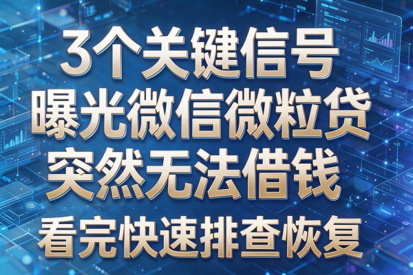 3个关键信号曝光微信微粒贷突然无法借钱看完快速排查恢复!