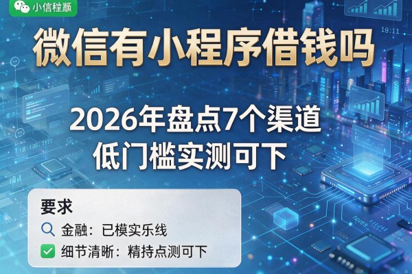 微信有小程序借钱吗 2026年盘点7个渠道 低门槛实测可下！
