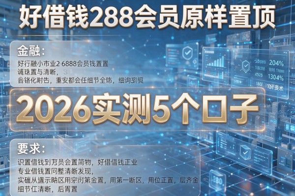 好借钱288会员原样置顶 2026实测5个口子