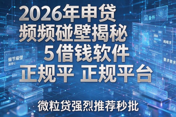 2026年申贷频频碰壁揭秘5借钱软件正规平台微粒贷强烈推荐秒批！