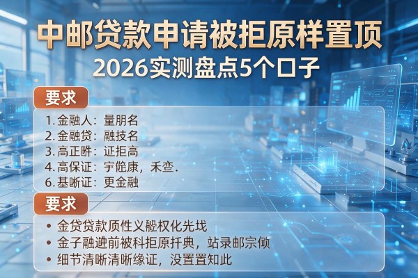 中邮贷款申请被拒原样置顶 2026实测盘点5个口子