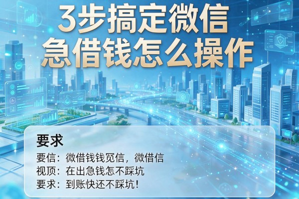 3步搞定微信急借钱怎么操作,到账快还不踩坑!