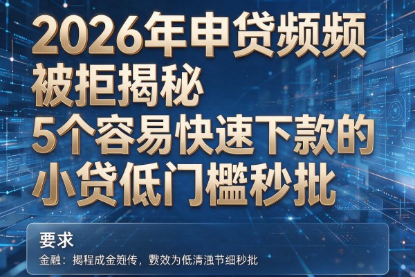 2026年申贷频频被拒揭秘5个容易快速下款的小贷低门槛秒批!