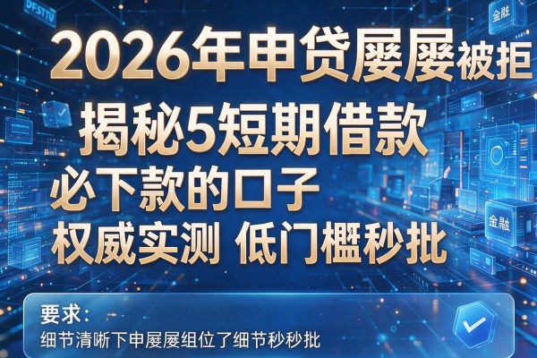 2026年申贷屡屡被拒揭秘5短期借款必下款的口子权威实测低门槛秒批!