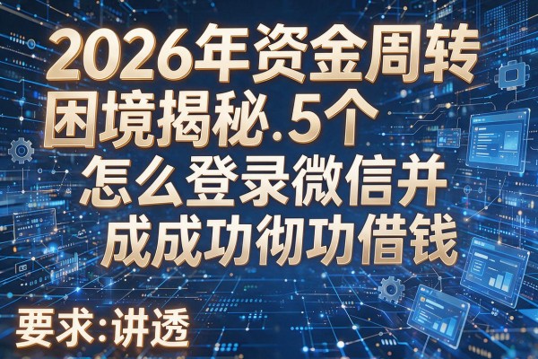 2026年资金周转困境揭秘5个怎么登录微信并成功借钱彻底讲透!