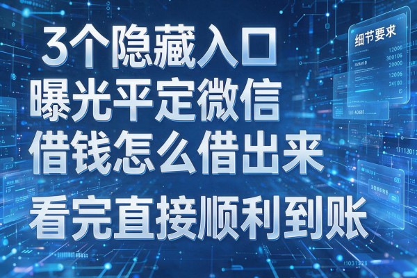 3个隐藏入口曝光平定微信借钱怎么借出来看完直接顺利到账！
