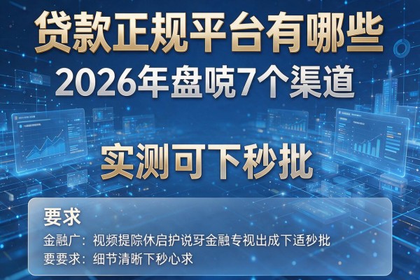 贷款正规平台有哪些 2026年盘点7个渠道 实测可下秒批!