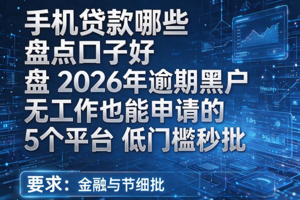 手机贷款哪些口子好盘点2026年逾期黑户无工作也能申请的5个平台低门槛秒批