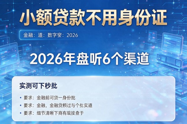 小额贷款不用身份证 2026年盘点6个渠道 实测可下秒批!