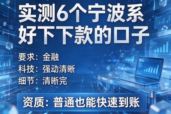 实测6个宁波系好下款的口子，资质普通也能快速到账！