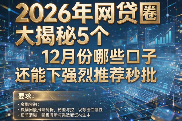 2026年网贷圈大揭秘5个12月份哪些口子还能下强烈推荐秒批！