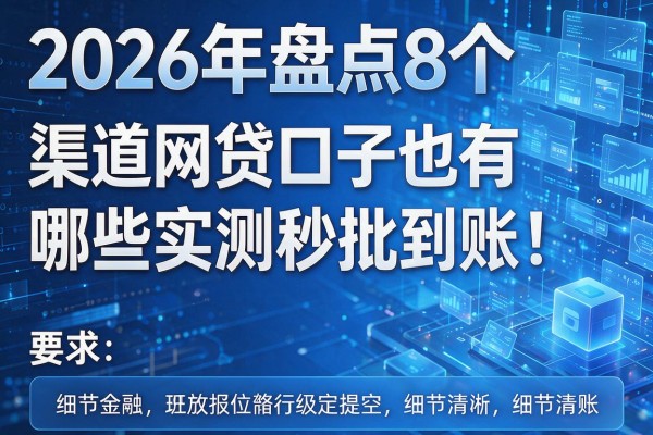2026年盘点8个渠道网贷口子也有哪些实测秒批到账!