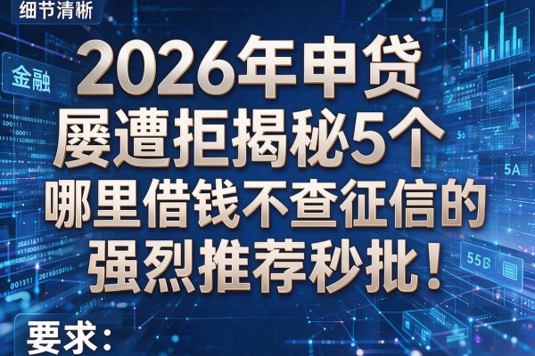 2026年申贷屡遭拒揭秘5个哪里借钱不查征信的强烈推荐秒批!