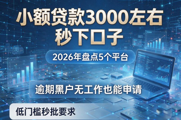 小额贷款3000左右秒下口子 2026年盘点5个平台 逾期黑户无工作也能申请 低门槛秒批