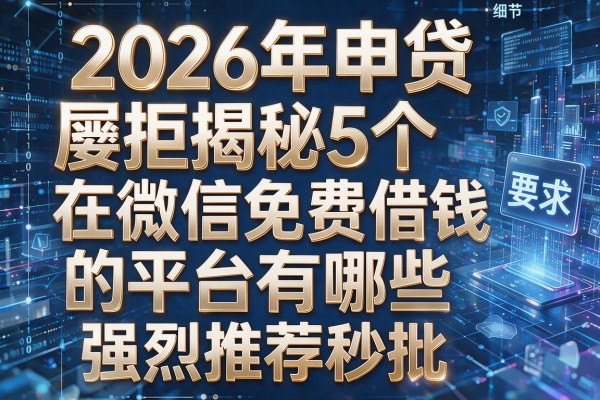 2026年申贷屡拒揭秘5个在微信免费借钱的平台有哪些强烈推荐秒批！