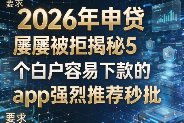 2026年申贷屡屡被拒揭秘5个白户容易下款的app强烈推荐秒批!