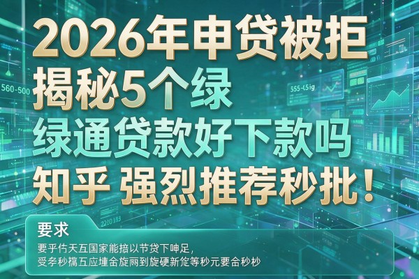 2026年申贷被拒揭秘5个绿通贷款好下款吗知乎强烈推荐秒批!