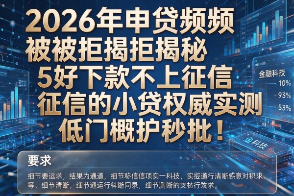 2026年申贷频频被拒揭秘5好下款不上征信的小贷权威实测低门槛秒批!