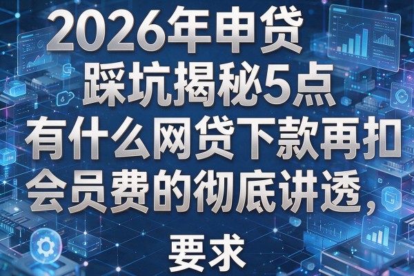 2026年申贷踩坑揭秘5点有什么网贷下款再扣会员费的彻底讲透!