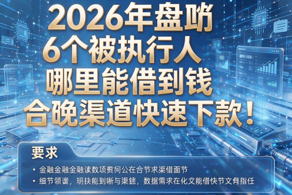 2026年盘点6个被执行人哪里能借到钱合规渠道快速下款!