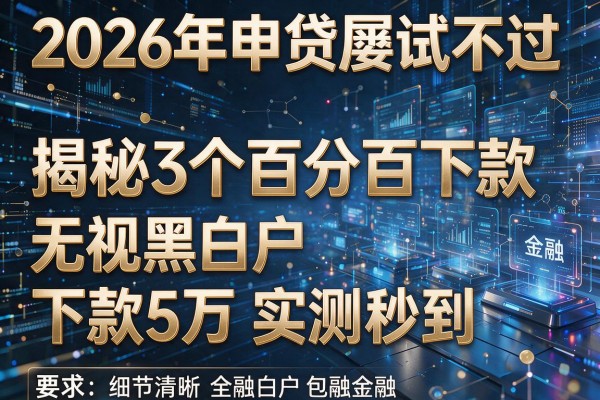 2026年申贷屡试不过揭秘3个百分百下款无视黑白户下款5万实测秒到!