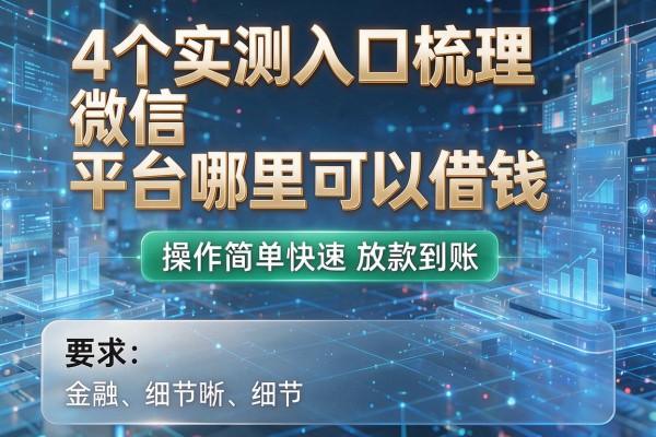4个实测入口梳理微信平台哪里可以借钱,操作简单快速放款到账!