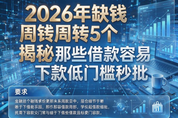 2026年缺钱周转揭秘5个那些借款容易下款低门槛秒批!