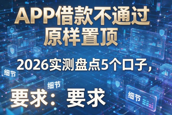 APP借款不通过原样置顶 2026实测盘点5个口子