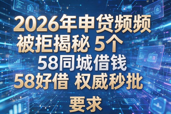 2026年申贷频频被拒揭秘5个58同城借钱58好借权威秒批!