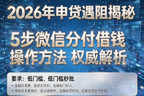 2026年申贷遇阻揭秘5步微信分付借钱操作方法权威解析低门槛秒批!