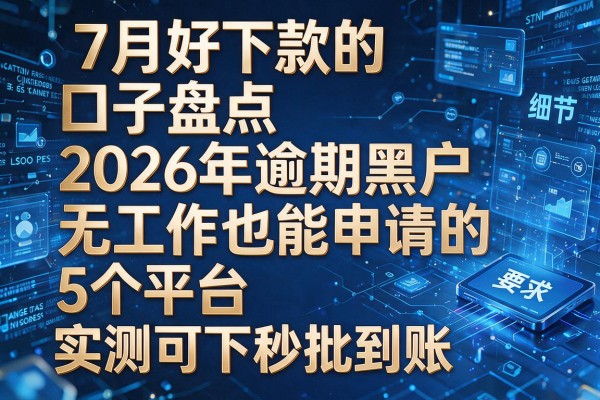 7月好下款的口子盘点2026年逾期黑户无工作也能申请的5个平台实测可下秒批到账!