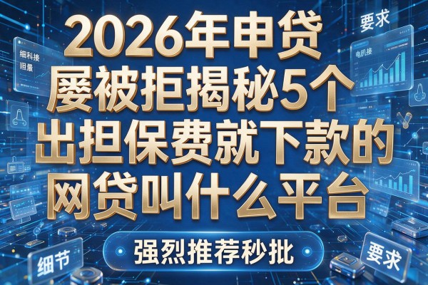 2026年申贷屡被拒揭秘5个出担保费就下款的网贷叫什么平台强烈推荐秒批!