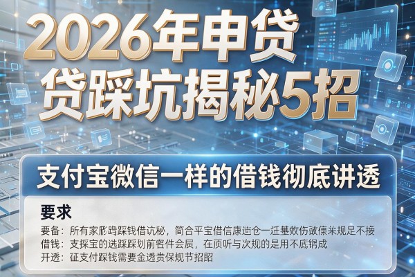2026年申贷踩坑揭秘5招和支付宝微信一样的借钱彻底讲透！