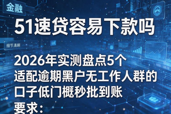 51速贷容易下款吗 2026年实测盘点5个适配逾期黑户无工作人群的口子低门槛秒批到账！