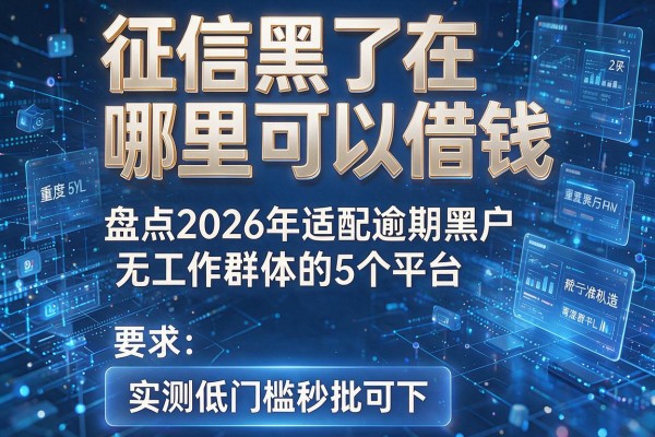 征信黑了在哪里可以借钱 盘点2026年适配逾期黑户无工作群体的5个平台 实测低门槛秒批可下