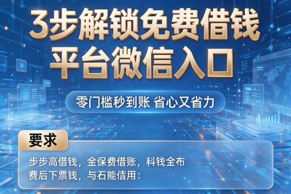 3步解锁免费借钱平台微信入口,零门槛秒到账省心又省力!
