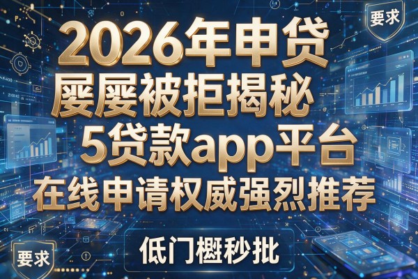 2026年申贷屡屡被拒揭秘5贷款app平台在线申请权威强烈推荐低门槛秒批！