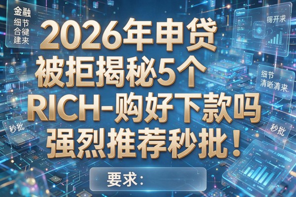 2026年申贷被拒揭秘5个RICH-购好下款吗强烈推荐秒批!