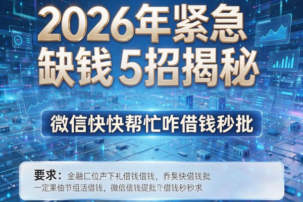 2026年紧急缺钱5招揭秘微信快快帮忙咋借钱秒批!